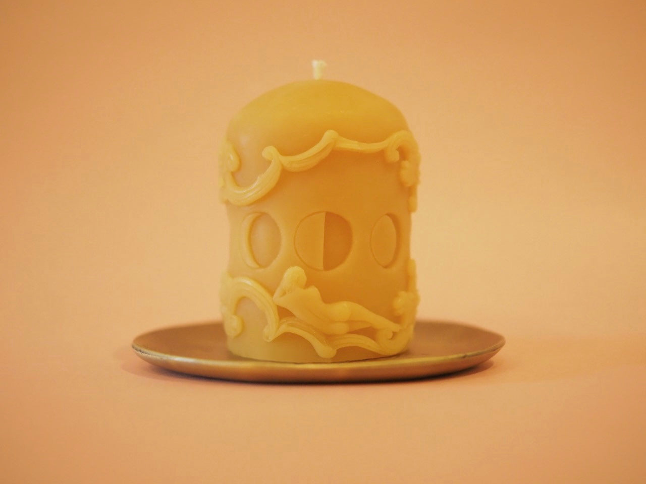 Till Blush Of Night hand-poured beeswax and pure essential oil pillar candle in Moon Cycles scent other side view